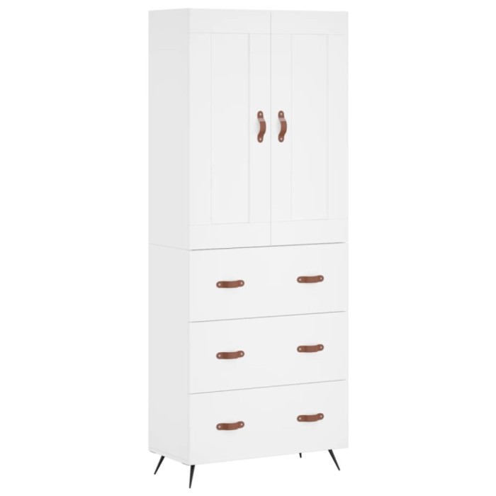Dulap inalt, alb, 69,5x34x180 cm, lemn compozit