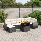 Cumpara ieftin Gossi set mobilier de gradina cu perne, 8 piese, negru, poliratan