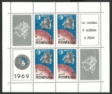 EROARE ROMANIA 1969 MNH - COSMOS COLIȚA BLOC -LITERA ,,A&quot; CU PICIORUL RUPT