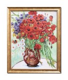 Cumpara ieftin Tablou celebru inramat pictat manual, Vaza cu margarete si maci - 55x45cm ulei pe panza reproducere Vincent van Gogh