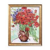 Tablou celebru inramat pictat manual, Vaza cu margarete si maci - 55x45cm ulei pe panza reproducere Vincent van Gogh