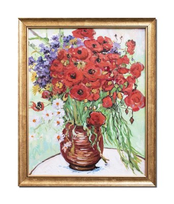 Tablou celebru inramat pictat manual, Vaza cu margarete si maci - 55x45cm ulei pe panza reproducere Vincent van Gogh foto