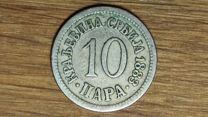 Serbia regat - moneda de colectie raruta - 10 para 1883 stare f buna - Milan I