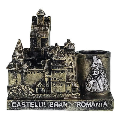 Statueta decorativa, Castelul Bran si suport pentru pixuri, 12 cm, 1696H-1 foto