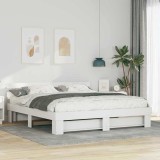 Cumpara ieftin Cadru de pat cu headboard Alb 200 x 200 cm Lemn de pin masiv
