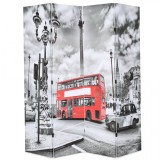 Paravan cameră pliabil, 160x170 cm, autobuz londonez, negru/alb, vidaXL