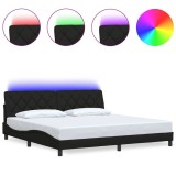 Cumpara ieftin Cadru de pat cu LED fara saltea tesatura neagra 200x200 cm