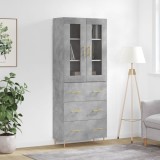 vidaXL Dulap &icirc;nalt, gri beton, 69,5x34x180, lemn compozit
