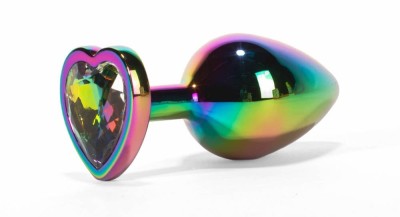 Dop Anal Cu Bijuterie Secret Shine Metal Rainbowheart L, Multicolor, 9.5 cm foto