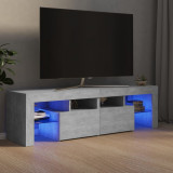 Comodă TV cu lumini LED, gri beton, 140x36,5x40 cm, vidaXL
