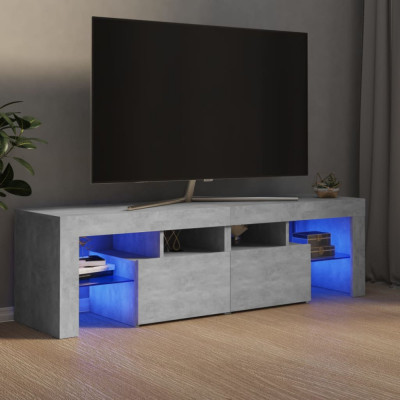 Comodă TV cu lumini LED, gri beton, 140x36,5x40 cm foto