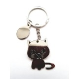 Breloc metalic cu pisica, model lucios, accesoriu pentru chei si geanta