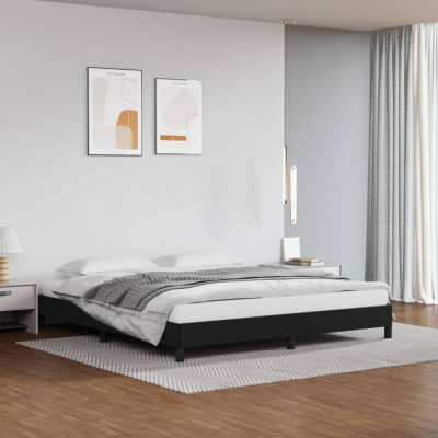 vidaXL Cadru de pat, negru, 160x200 cm, piele ecologică foto