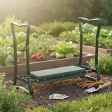 Scaun gradinarit pliabil 2 in 1 cu ingenunchier, cadru metalic, maxim 150 kg
