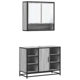 Cumpara ieftin Set mobilier de baie, 2 piese, gri sonoma, lemn prelucrat