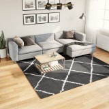 vidaXL Covor pufos &quot;PAMPLONA&quot; fire &icirc;nalte negru/crem modern 240x240 cm