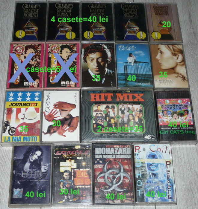 Caseta ,HIM,Nat King Cole,Patricia Kaas,Extreme,Red Hot Chilli Peppers,Jovanotti