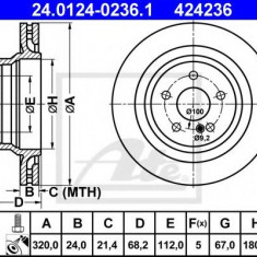 Disc frana MERCEDES E-CLASS T-Model (S212) (2009 - 2016) ATE 24.0124-0236.1