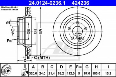Disc frana MERCEDES E-CLASS T-Model (S212) (2009 - 2016) ATE 24.0124-0236.1 foto