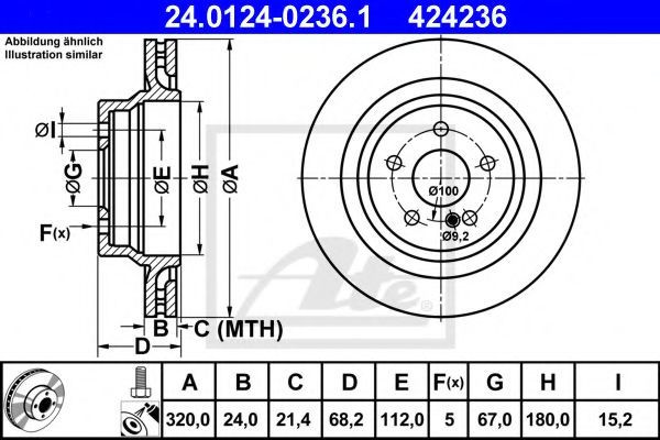 Disc frana MERCEDES E-CLASS (W211) (2002 - 2009) ATE 24.0124-0236.1