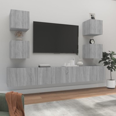 vidaXL Set dulapuri TV, 6 piese, gri sonoma, lemn prelucrat 3114268 foto