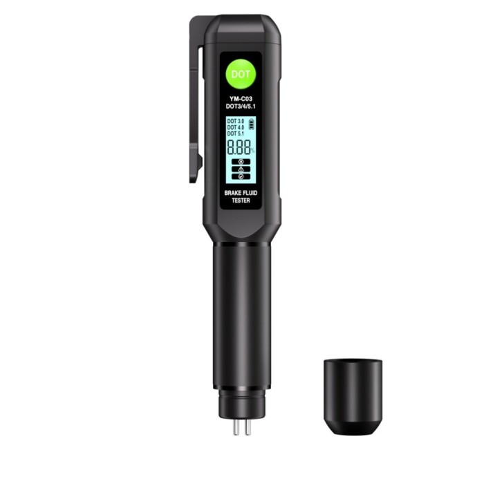 Tester lichid de frana digital Techstar&reg; YM-C03, afisaj LCD, alarma sonora, cu sonda metalica si display LEDDOT3/4/5.1