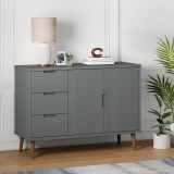 Cumpara ieftin Servantă &bdquo;MOLDE&rdquo;, gri, 113x40x80 cm, lemn masiv de pin