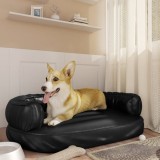 Cumpara ieftin Pat pentru c&acirc;ini spumă ergonomică, negru, 88x65 cm, piele eco