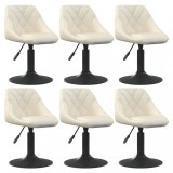 vidaXL Scaune de sufragerie pivotante 6 buc, crem, catifea
