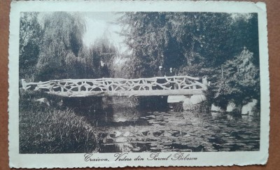Carte postala, Craiova, vedere din Parcul Bibescu, perioada interbelica foto