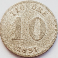 119 Suedia 10 ore 1891 " Oscar II (1872-1907)" km 755 argint