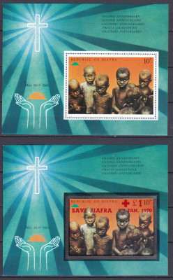 DB1 Biafra 1969 - 1970 cu supratipar 2 SS MNH foto