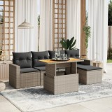 Cumpara ieftin Gossi set mobilier gradina cu perne, 6 piese, gri, poliratan