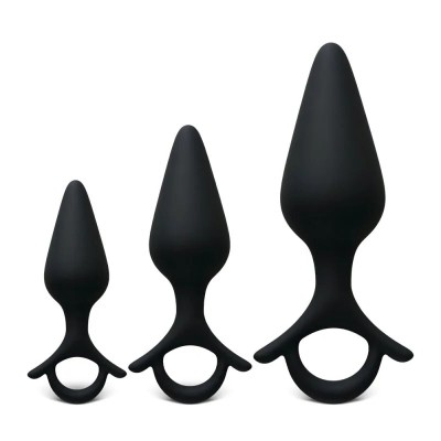 Set dildo Anal Ring Plug 3pcs Black foto