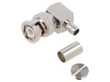 Conector BNC mufă tată 90&deg; 50&Omega; lipire, crimpat POM