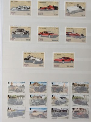 Colectie de timbre cu tematica masini foto
