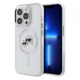 Husa MagSafe pentru Apple iPhone 14 Pro Max, Karl Lagerfeld, IML Metal Karl &amp; Choupette&#039;s Heads, Alba
