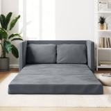 VidaXL Canapea extensibilă de podea 2 &icirc;n 1, gri &icirc;nchis, 122x204x55 cm