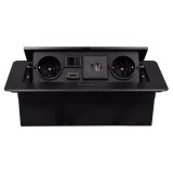 Priza Incorporabila in mobilier, ATOMKIT, 2 Prize Schuko, USB-A+C ,Intrare HDMI, Intrare retea, Conductori cupru, Material de Aluminiu, Calitate Super
