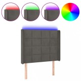 Cumpara ieftin Tablie de pat cu LED, gri inchis, 83x16x118/128 cm, catifea