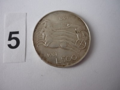 500 LIRE 1961 &amp;quot;R&amp;quot; ARGINT ***** foto