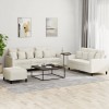VidaXL Set de canapele cu perne, 3 piese, crem, catifea