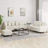vidaXL Set de canapele cu perne, 3 piese, crem, catifea