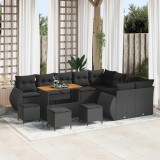 vidaXL Set de canapele pentru grădină 13 pcs Negru Poli Rattan 3363869