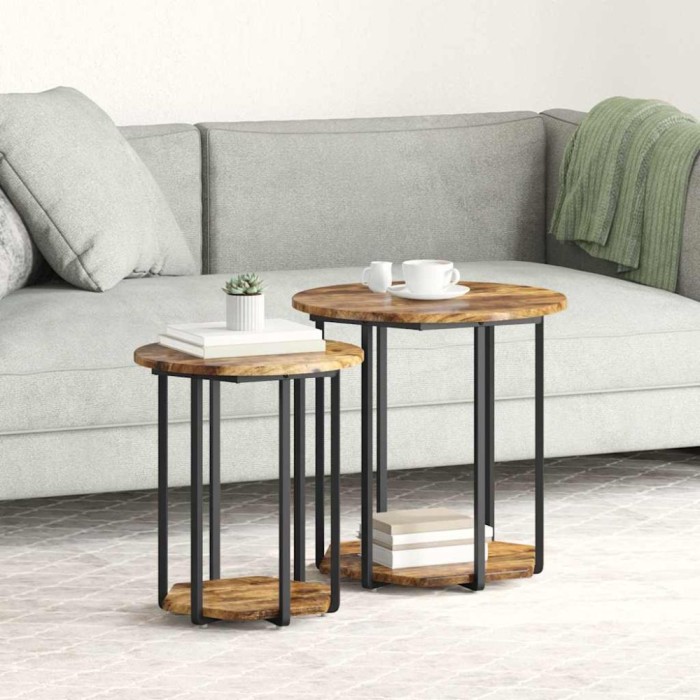 vidaXL Set măsuțe laterale cu raft 2 pcs Stejar afumat și Negru 869716