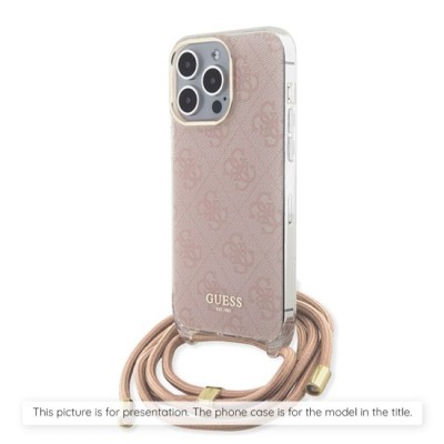 Husa pentru iPhone 16 - Guess Crossbody Cord 4G Print (GUHCP16SHC4SEP) - Pink foto