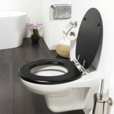 Tiger Capac WC cu &icirc;nchidere silentioasa Blackwash negru MDF 252030746 GartenMobel Dekor, vidaXL