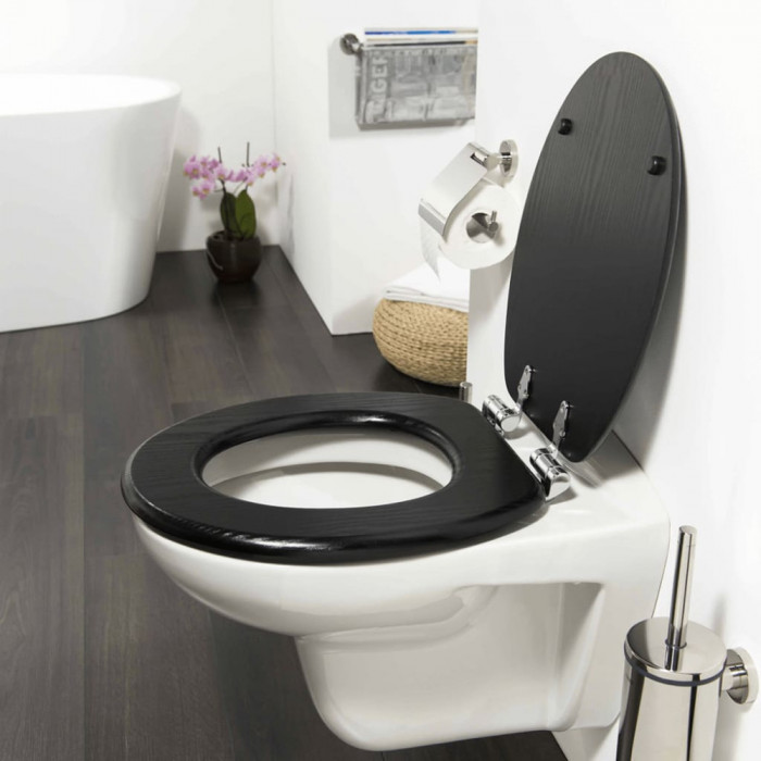 Tiger Capac WC cu &icirc;nchidere silențioasă Blackwash negru MDF 252030746