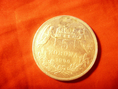 Moneda 5 koroane 1900 Ungaria , cal. medie-buna foto