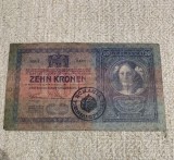Bancnota 10 Korona 1904 timbru special Romania 1919